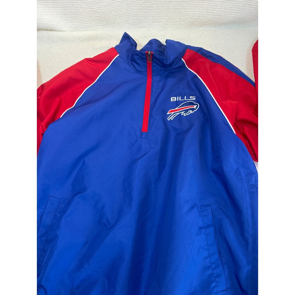 NFL Buffalo Bills Windbreaker Jacket Mens XL Blue Red Quarter Zip Pullover